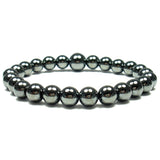 Hematite 8mm Round Crystal Bead Bracelet