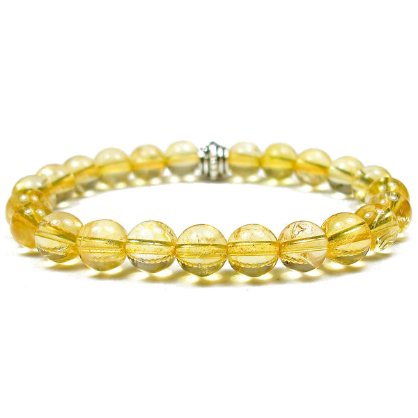 Citrine 8mm Round Crystal Bead Bracelet