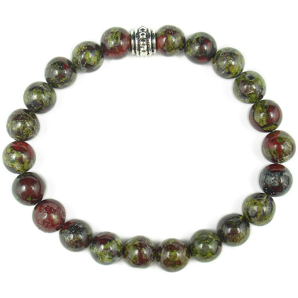 Dragon Blood Jasper 8mm Round Crystal Bead Bracelet