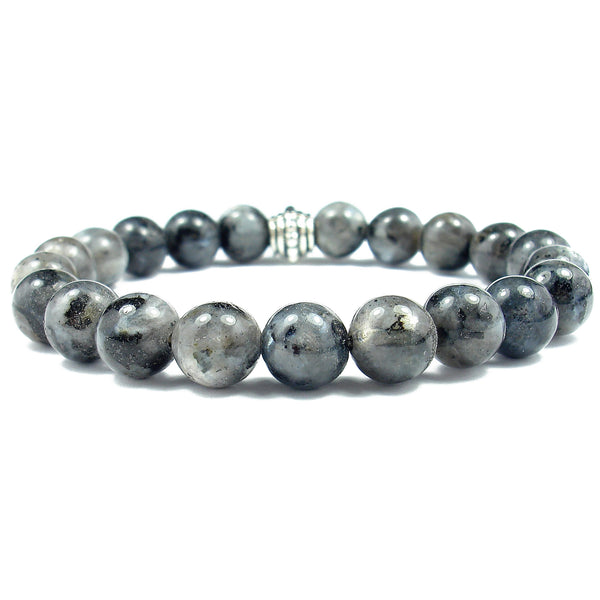Larvikite 8mm Round Crystal Bead Bracelet