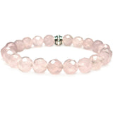 Rose Quartz Faceted 8mm Round Crystal Bead Bracelet