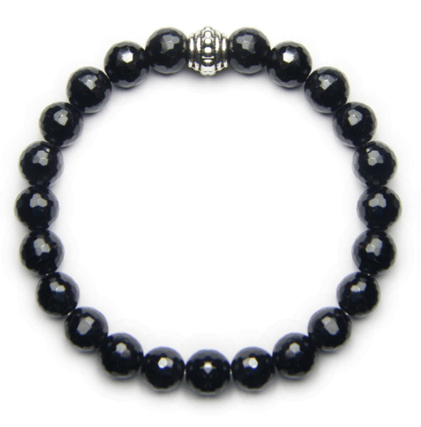 Tourmaline Faceted 8mm Round Crystal Bead Bracelet