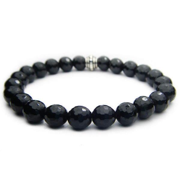 Tourmaline Faceted 8mm Round Crystal Bead Bracelet