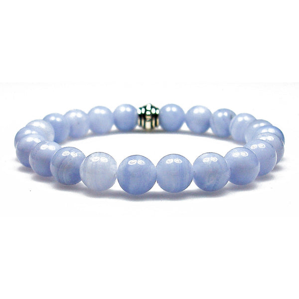 Blue Lace Agate 8mm Round Crystal Bead Bracelet