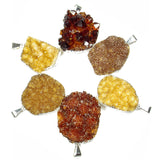 Citrine Natural Crystal Druze Geode Cluster Pendant