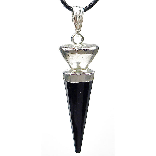 Black Onyx Faceted Crystal Point Pendant