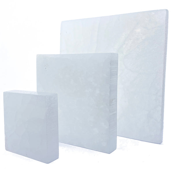 Satin Spar Selenite Square Crystal Charging Plate