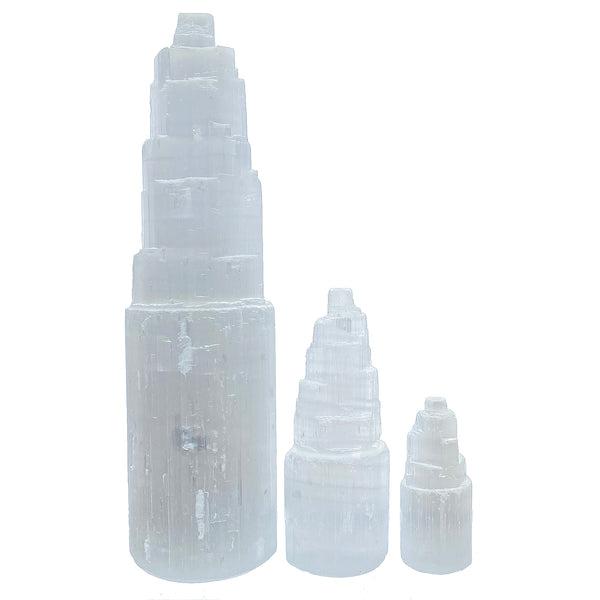 Satin Spar Selenite Crystal Tower