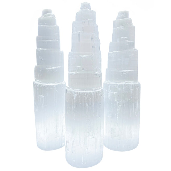 Satin Spar Selenite Crystal Tower