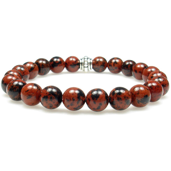 Obsidian (Mahogany) 8mm Round Crystal Bead Bracelet