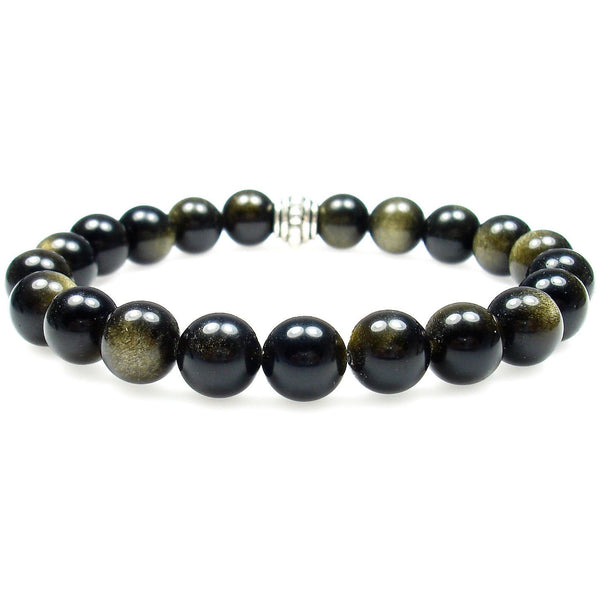 Obsidian (Gold Sheen) 8mm Round Crystal Bead Bracelet