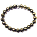 Iron Pyrite 8mm Round Crystal Bead Bracelet
