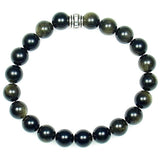 Obsidian (Gold Sheen) 8mm Round Crystal Bead Bracelet