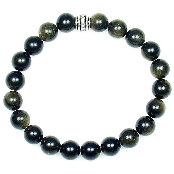 Obsidian (Gold Sheen) 8mm Round Crystal Bead Bracelet