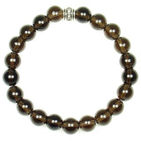 Smoky Quartz 8mm Round Crystal Bead Bracelet