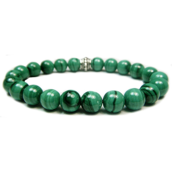 Malachite 8mm Round Crystal Bead Bracelet