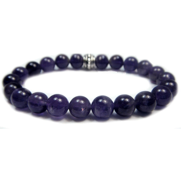 Amethyst 8mm Round Crystal Bead Bracelet