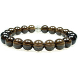 Smoky Quartz 8mm Round Crystal Bead Bracelet