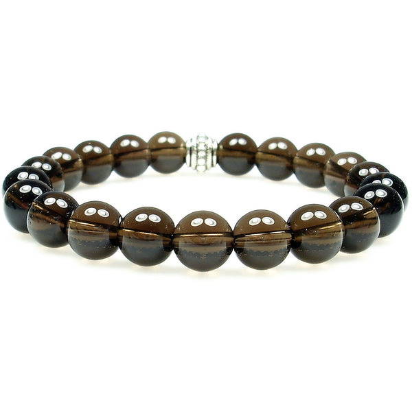 Smoky Quartz 8mm Round Crystal Bead Bracelet