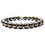 Iron Pyrite 8mm Round Crystal Bead Bracelet