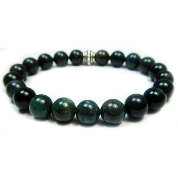 Genuine AAA Grade Blood Stone Bracelet – 8-9mm Natural Round Gemstone Beads, 7" Length