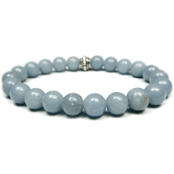 Angelite 8mm Round Crystal Bead Bracelet