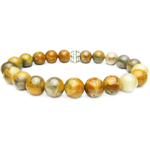 Crazy Lace Agate 8mm Round Crystal Bead Bracelet