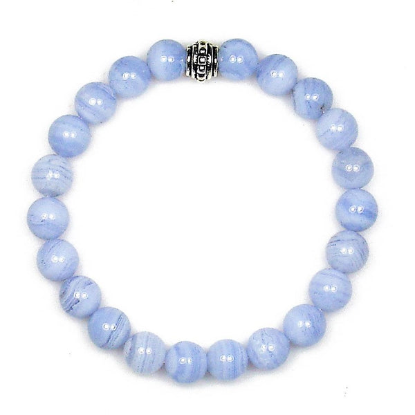 Blue Lace Agate 8mm Round Crystal Bead Bracelet | The Magic Is In You