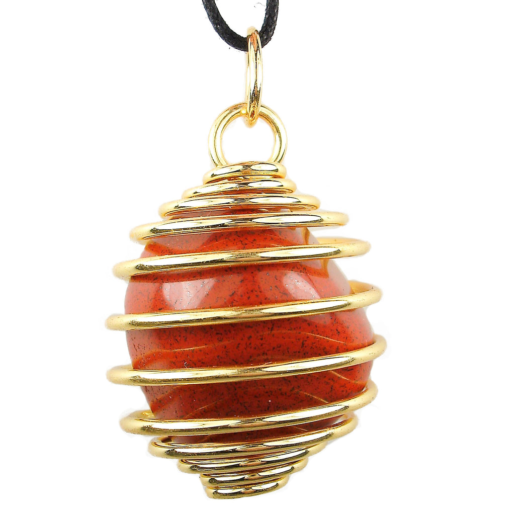 Your Choice of Tumbled Crystal in Gold Wire Cage Pendant