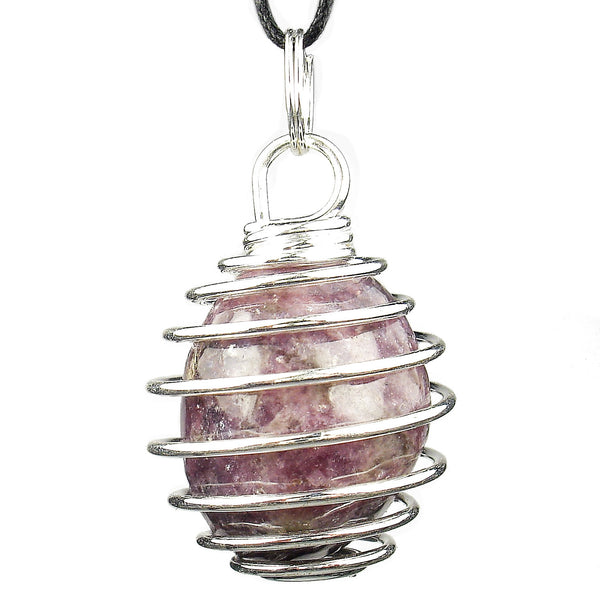 Your Choice of Tumbled Crystal in Silver Wire Cage Pendant
