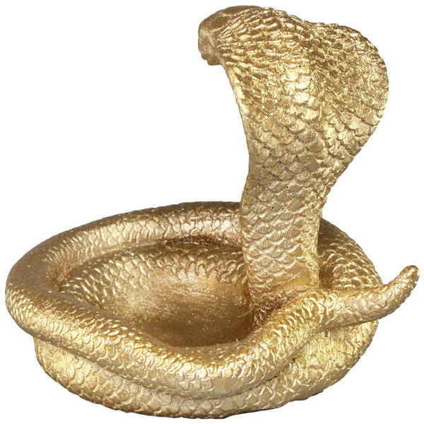 Dish - Coiled Cobra Trinket Bowl in Metallic Gold Resin