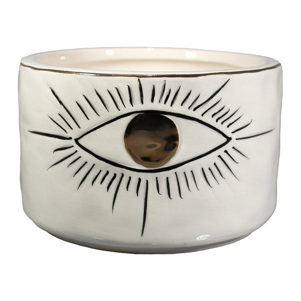 Dish - All Seeing Eye of Providence Trinket Bowl in Shiny Off-White Ceramic