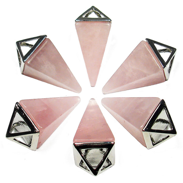 Rose Quartz Crystal Pyramid Pendant
