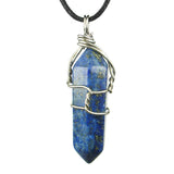 Lapis Lazuli Wire Wrapped Double Terminated Crystal Wand Pendant