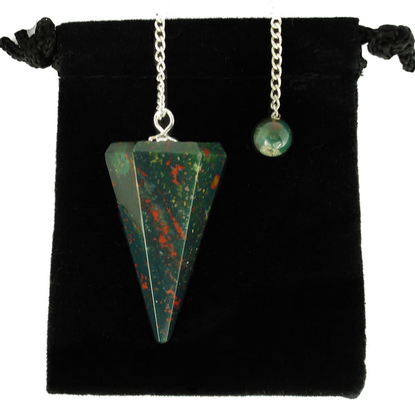 Bloodstone Hexagonal Crystal Pendulum