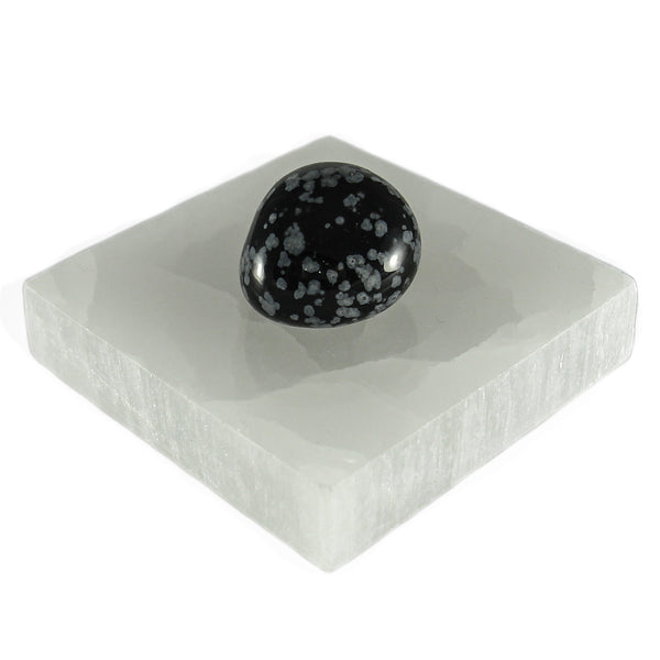 Satin Spar Selenite Square Crystal Charging Plate
